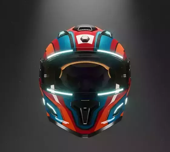 Motorcycle Helmet Low-poly 3D model 5