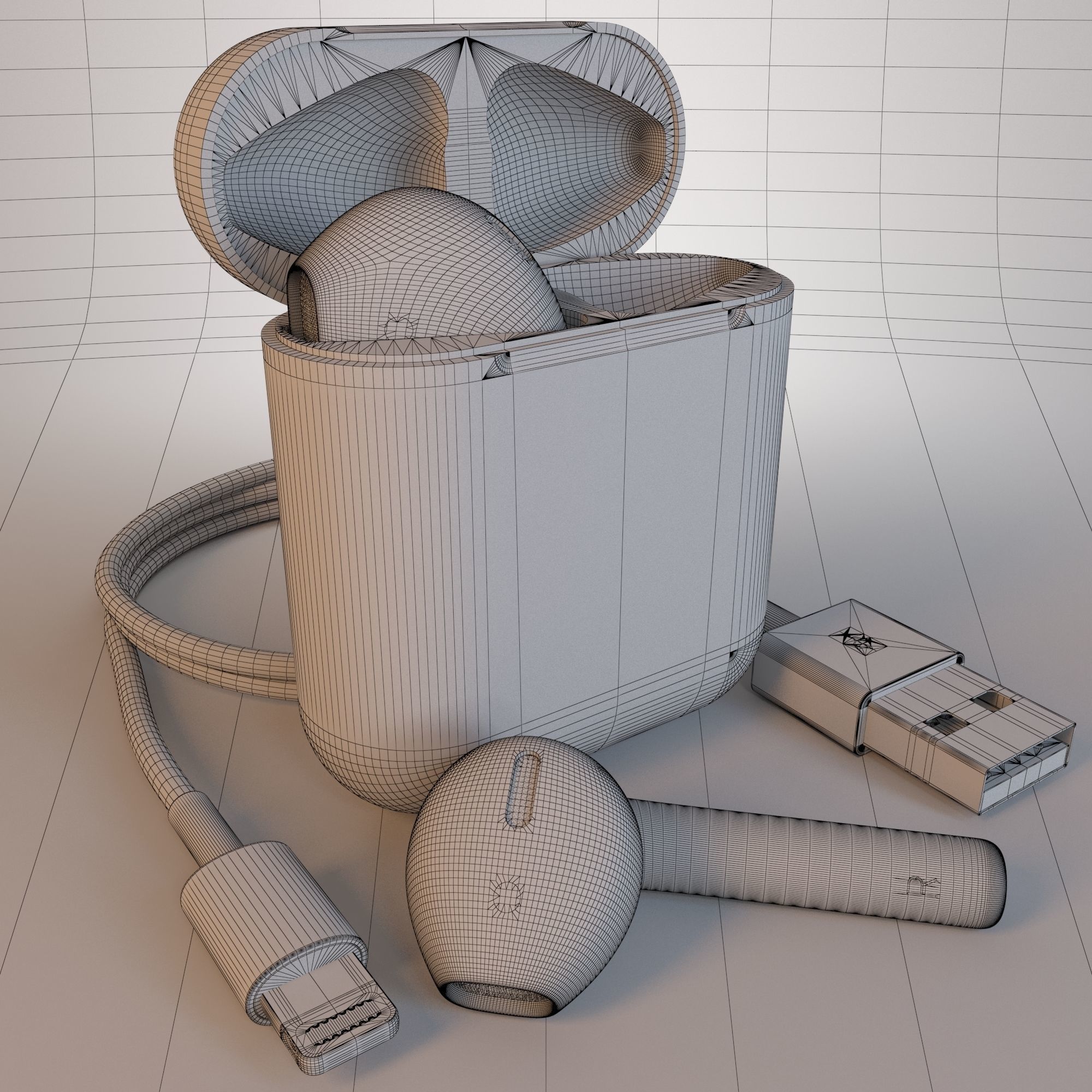 Apple AirPods Wireless White and Jet Black 3D model_15