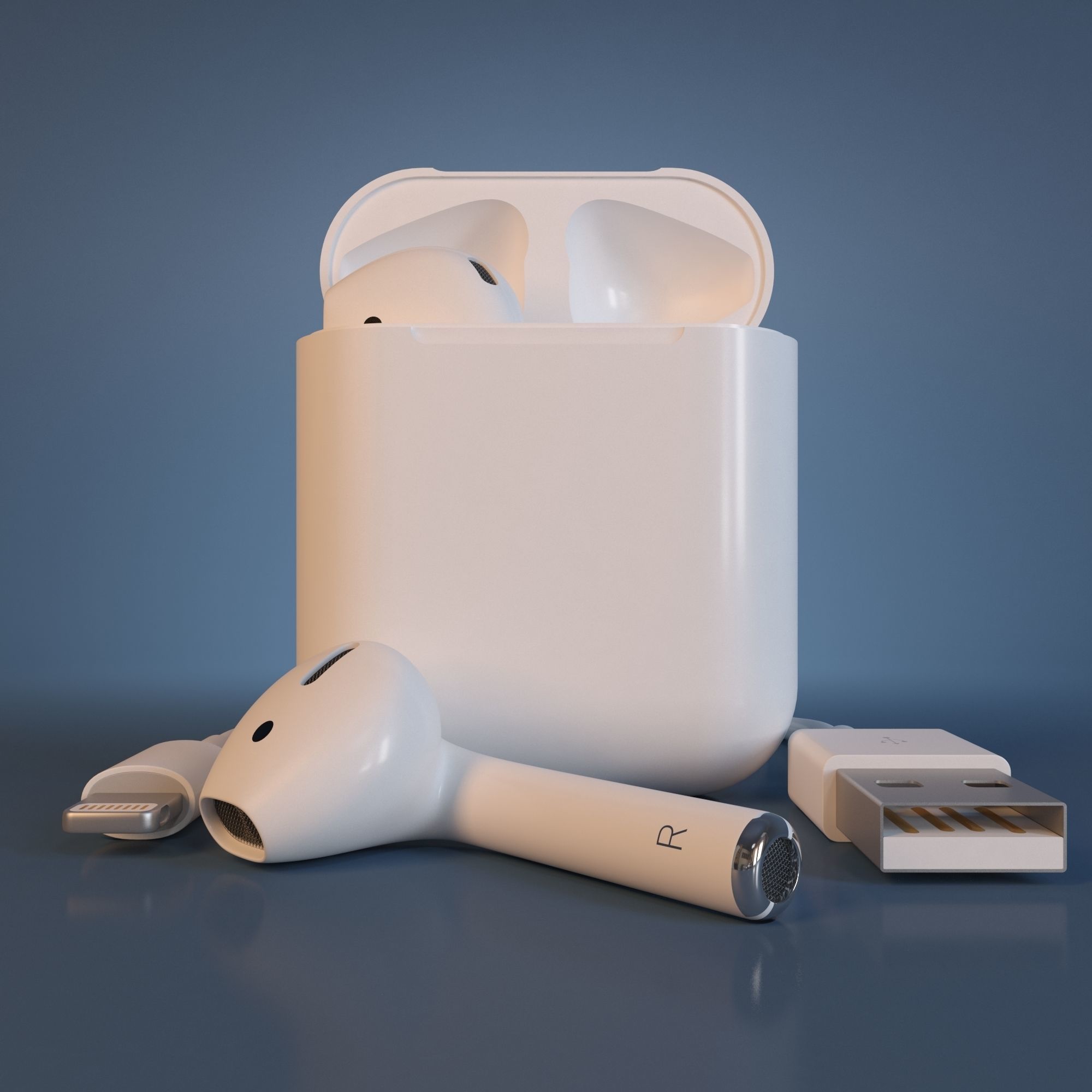 Apple AirPods Wireless White and Jet Black 3D model_10