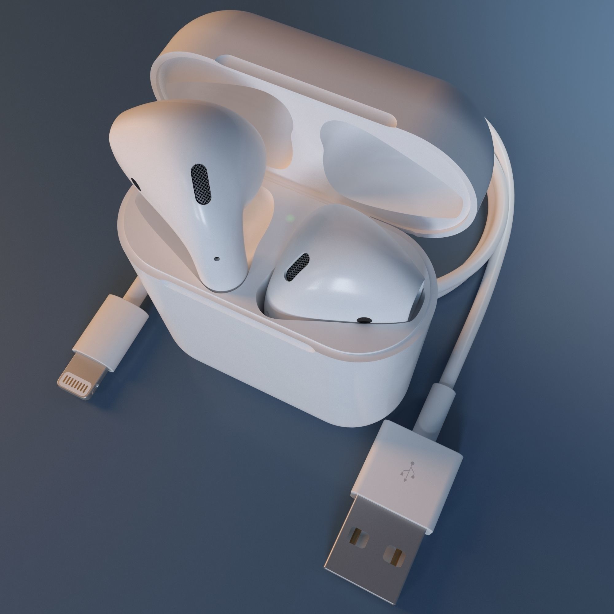 Apple AirPods Wireless White and Jet Black 3D model_7