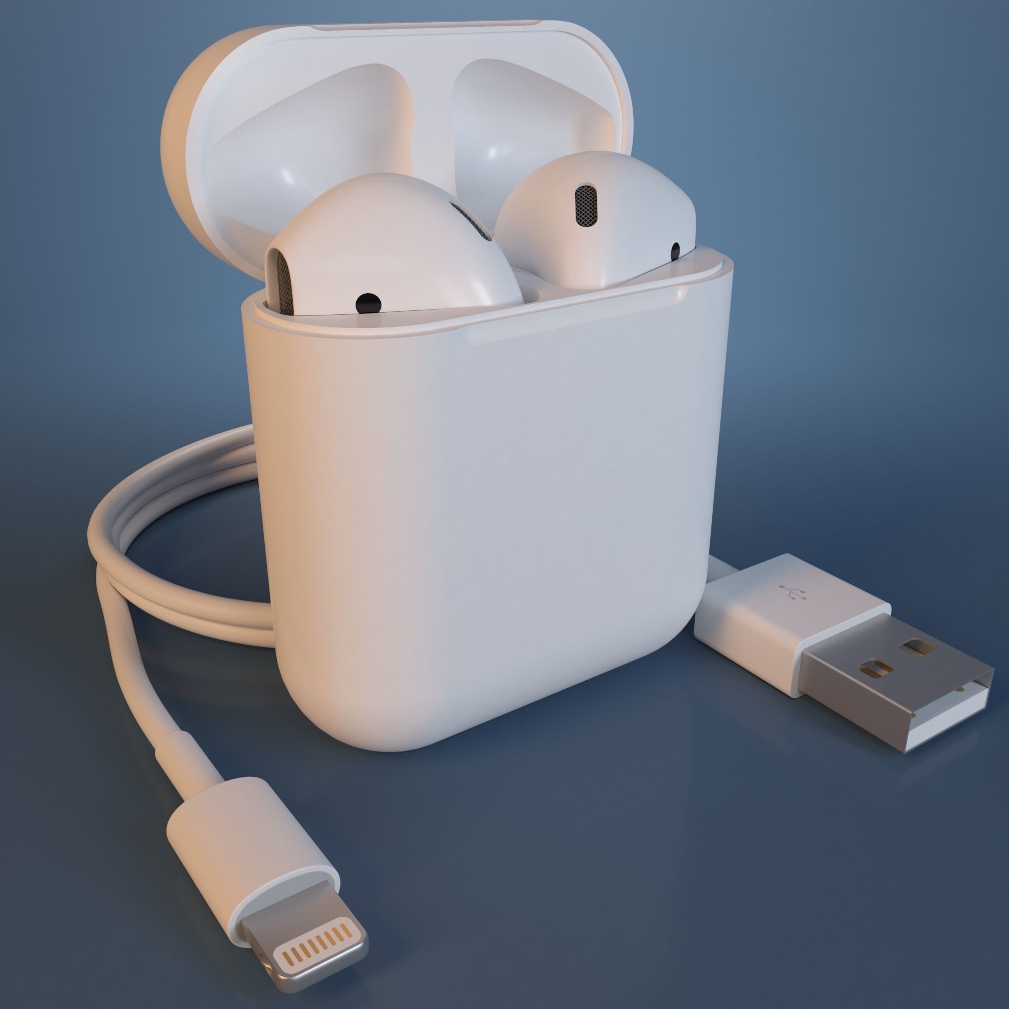 Apple AirPods Wireless White and Jet Black 3D model_6