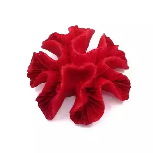 Red Coral Sculpture 3D Marine Art Textured Petal Form