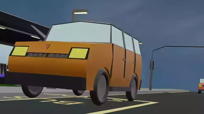 low poly stylized minivan 2
