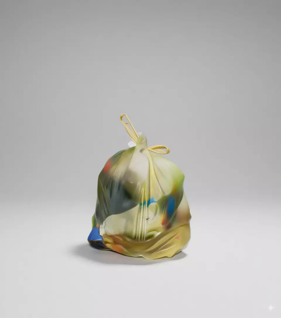Translucent Trash Bag 3D Artistic Sculpture Colorful Contents Low-poly 3D model_3