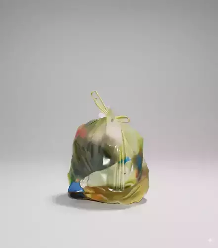Translucent Trash Bag 3D Artistic Sculpture Colorful Contents