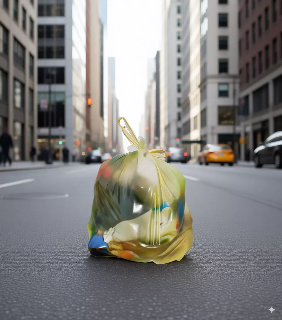 Translucent Trash Bag 3D Artistic Sculpture Colorful Contents Low-poly 3D model_1