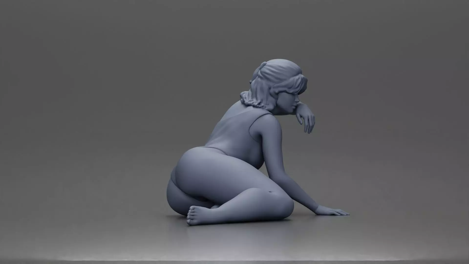 attractive woman in red swimsuit resting calmly on the beach 3D print model_7