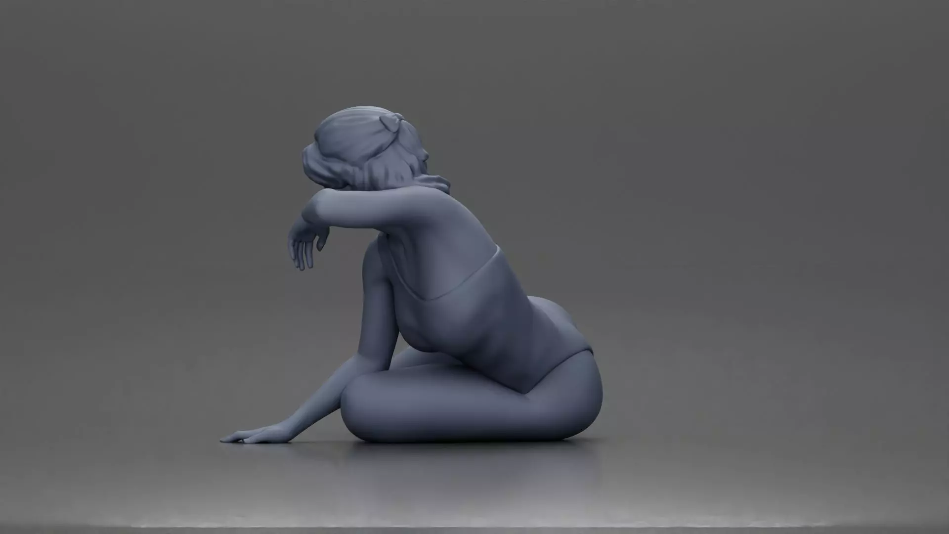 attractive woman in red swimsuit resting calmly on the beach 3D print model_10