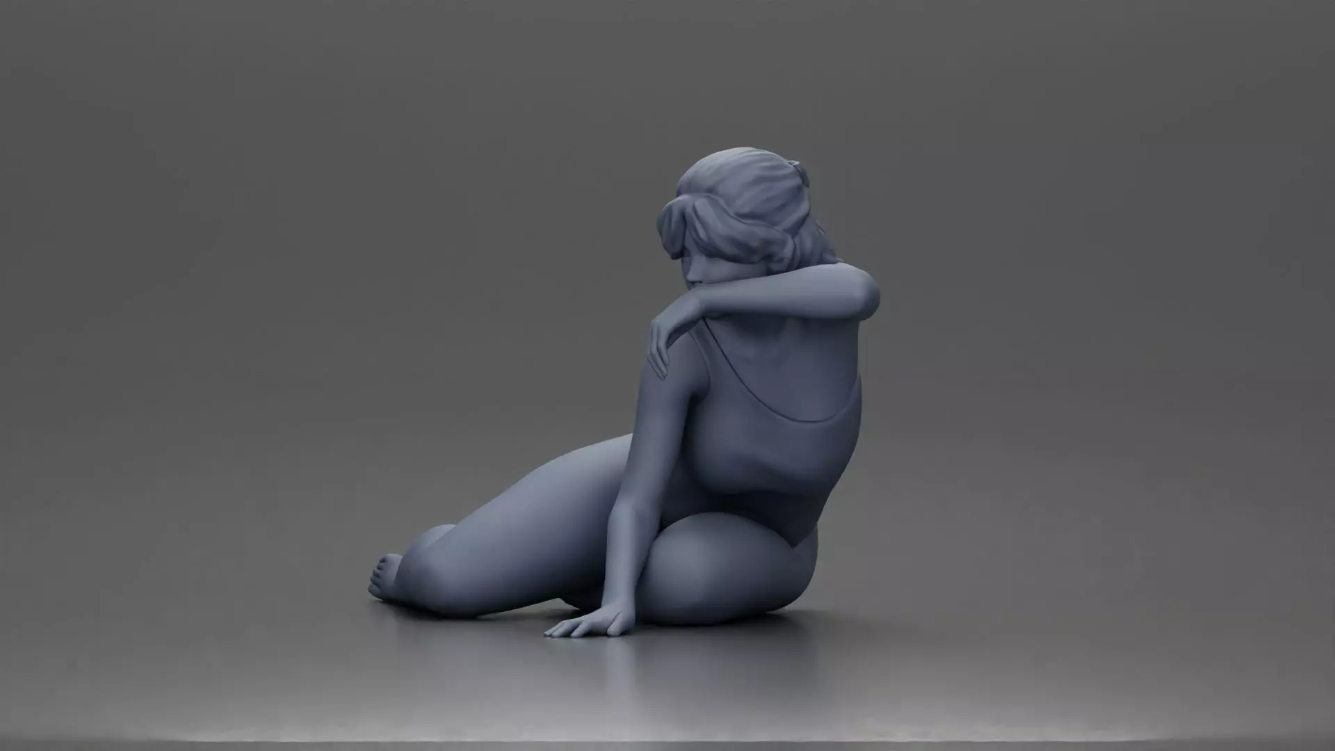 attractive woman in red swimsuit resting calmly on the beach 3D print model_11