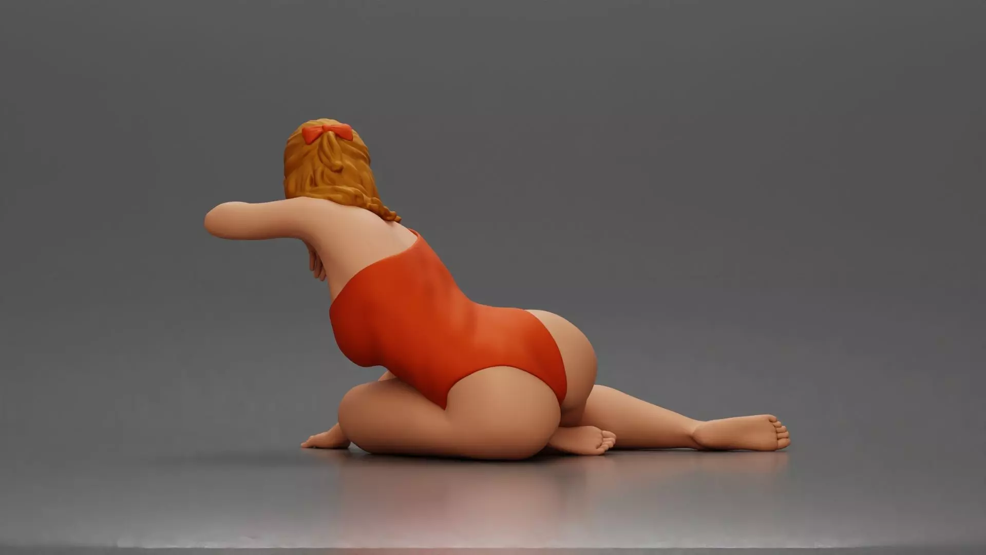 attractive woman in red swimsuit resting calmly on the beach 3D print model_3