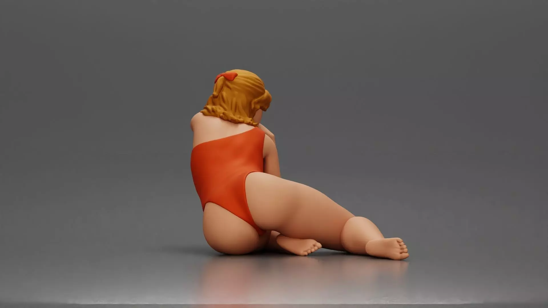 attractive woman in red swimsuit resting calmly on the beach 3D print model_2