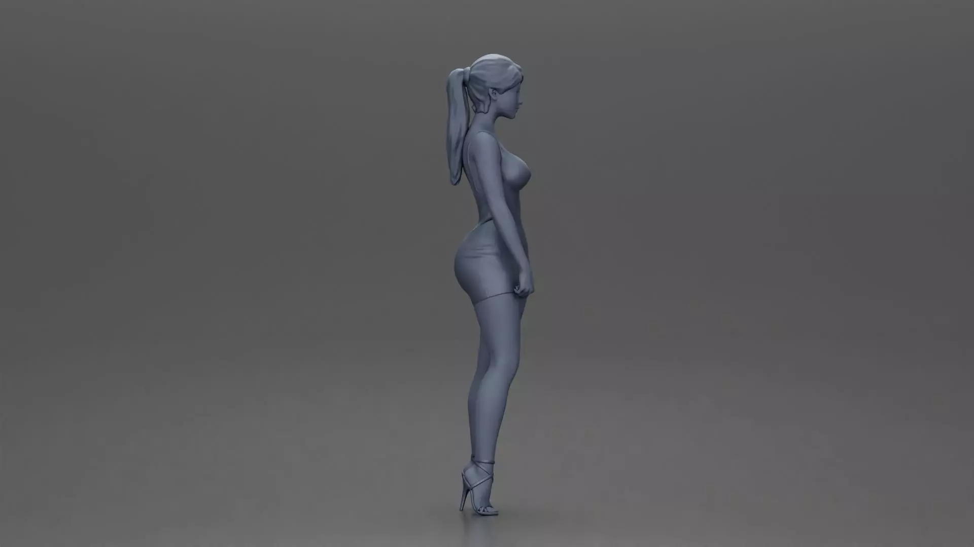 Woman in silver mini dress posing with hand on hip 3D print model_7