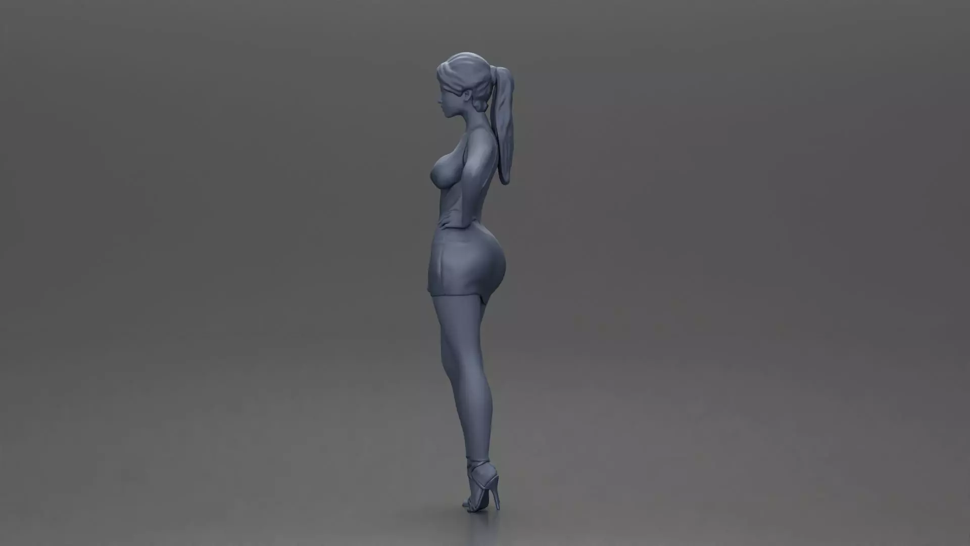 Woman in silver mini dress posing with hand on hip 3D print model_10
