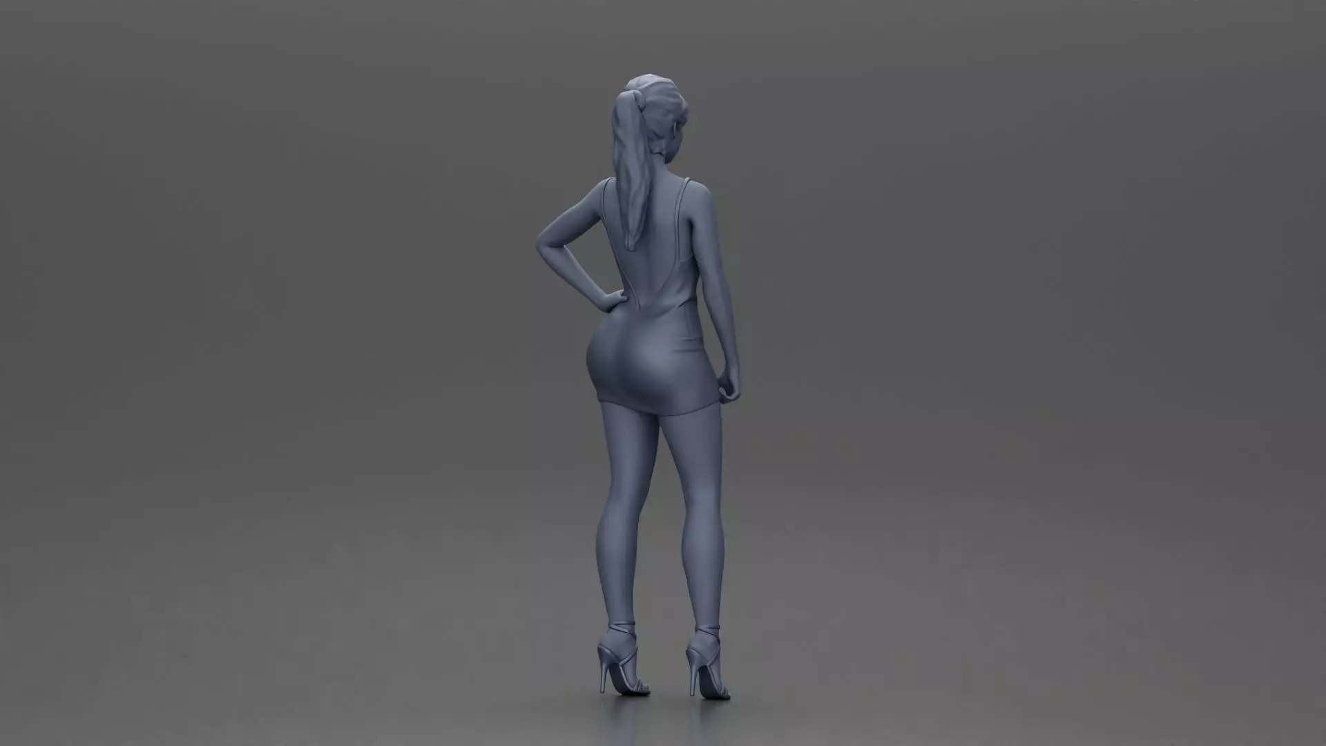 Woman in silver mini dress posing with hand on hip 3D print model_8