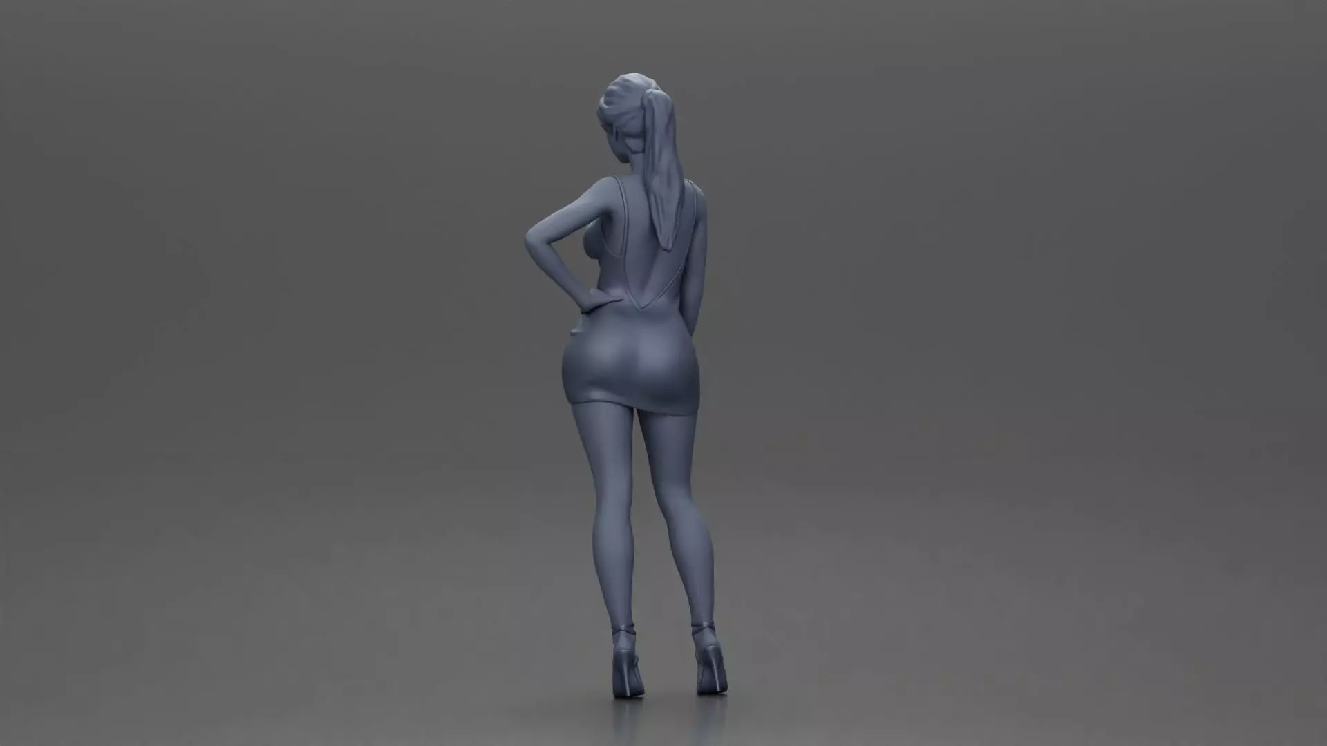 Woman in silver mini dress posing with hand on hip 3D print model_9