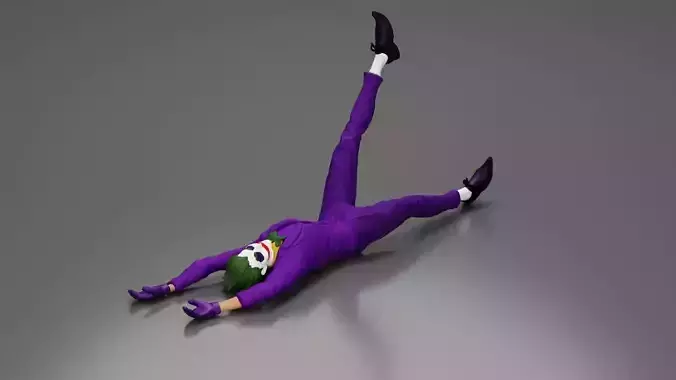 Joker sprawled laughing despite defeat plotting wicked trick 3D print model