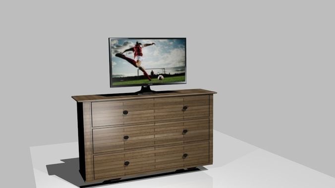 cupboard wooden chest with tv Free 3D model