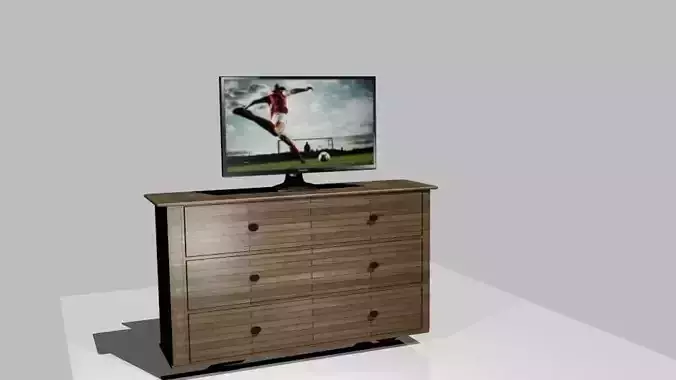 cupboard wooden chest with tv Free 3D model