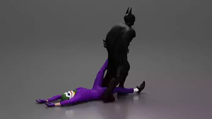 Batman drags defeated clown prince marching with relentless