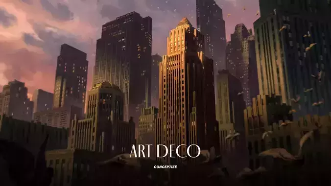 Art Deco Buildings 3D pack office buildings downtown