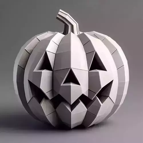Low Poly Monochrome Jack-oLantern Halloween pumpkin