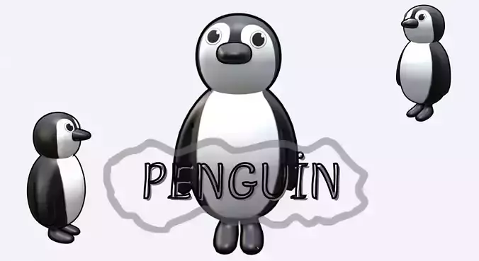Cute Penguin 3d model Low-poly 3D model