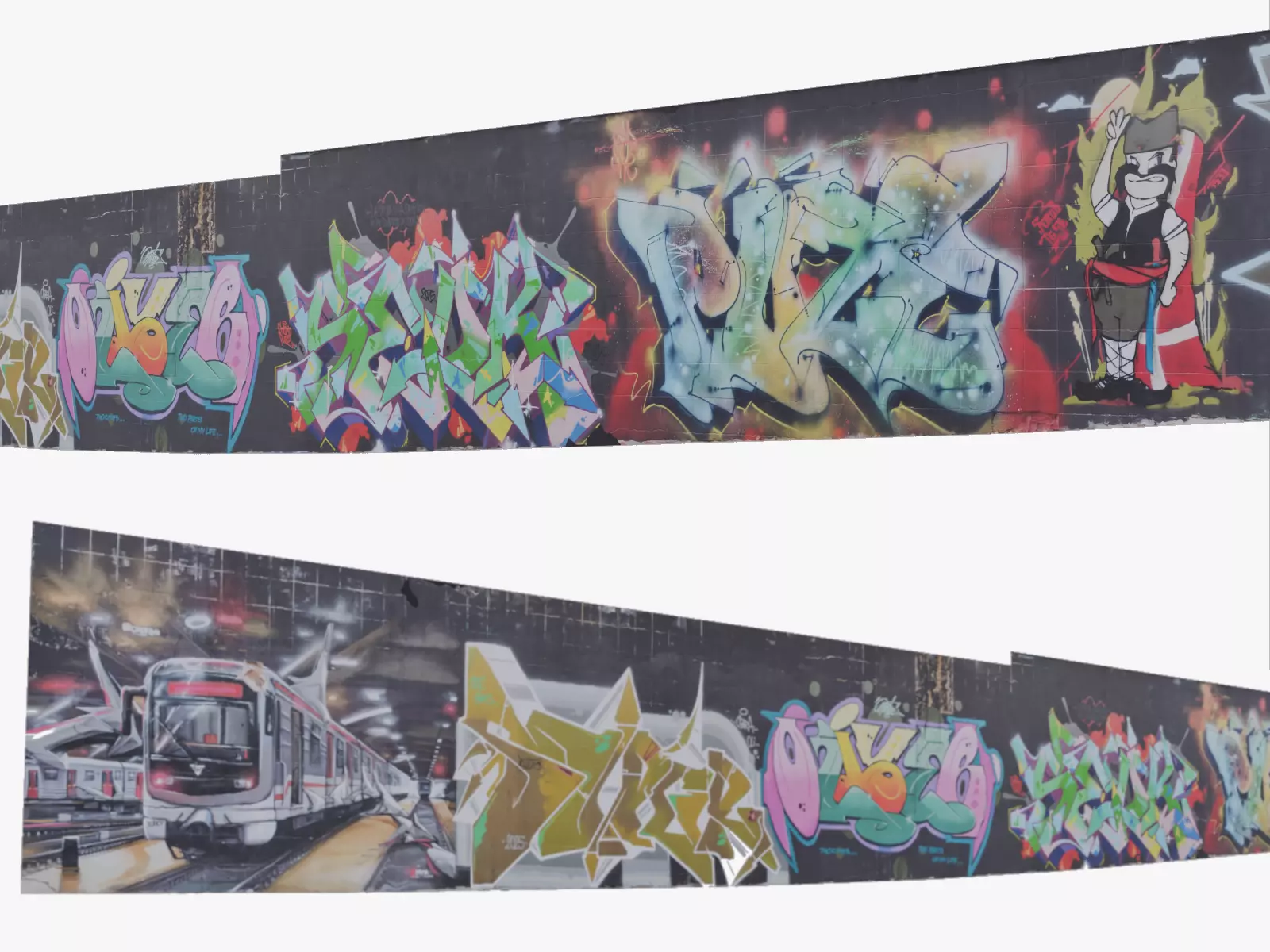 Big graffiti wall II 3D model_0