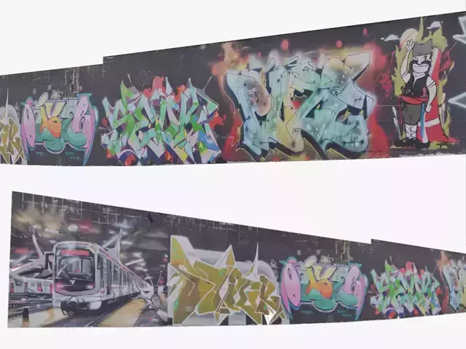 Big graffiti wall II 3D model