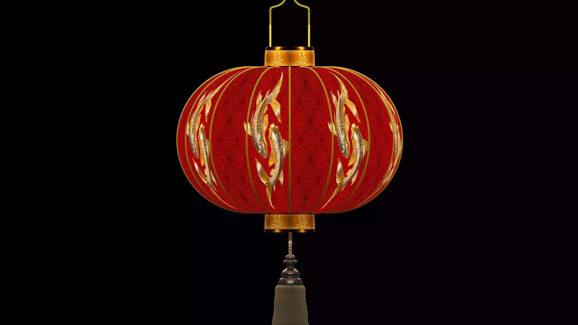 Chinese Red Lantern Low-poly 3D model_7
