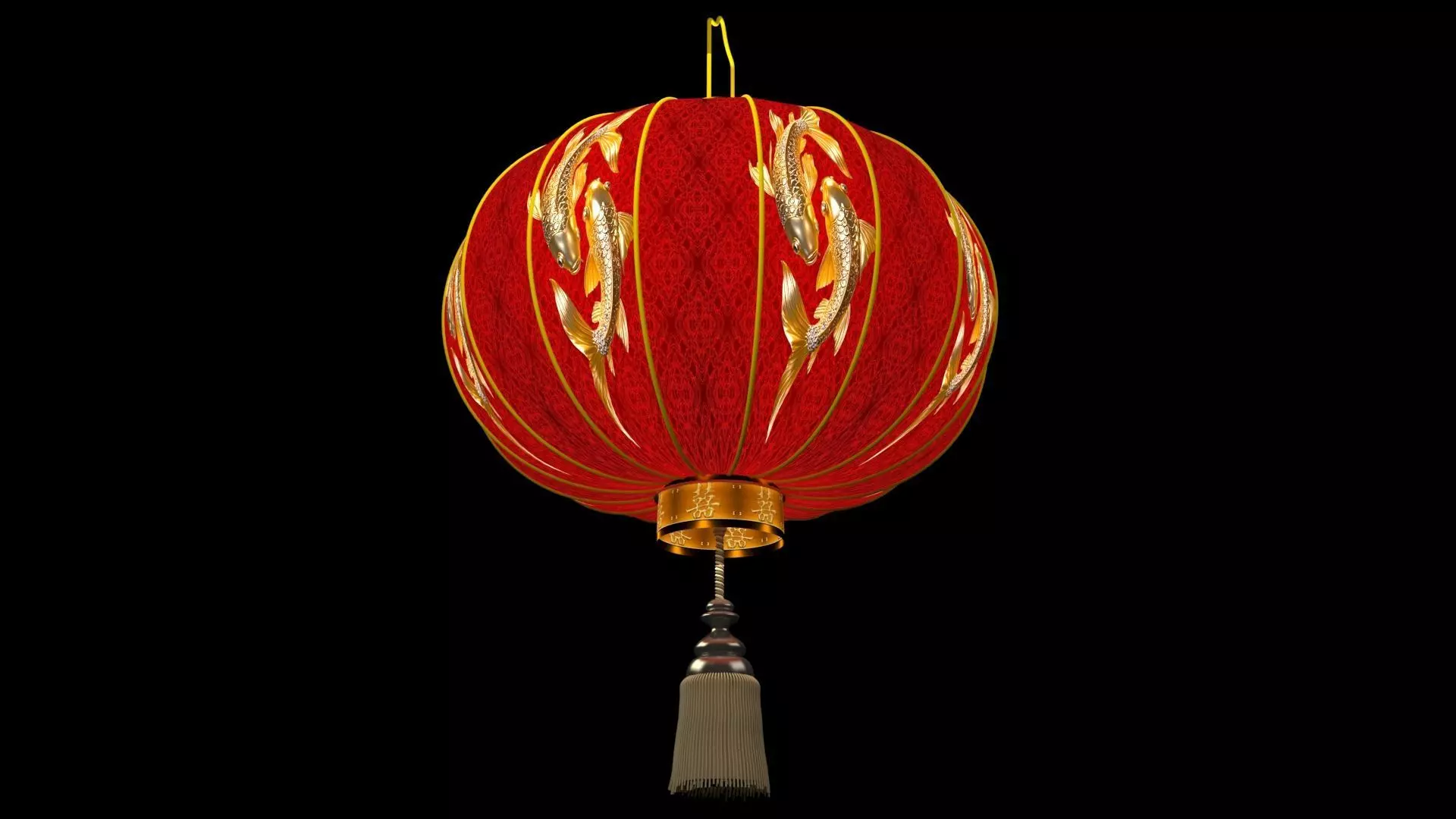 Chinese Red Lantern Low-poly 3D model_9
