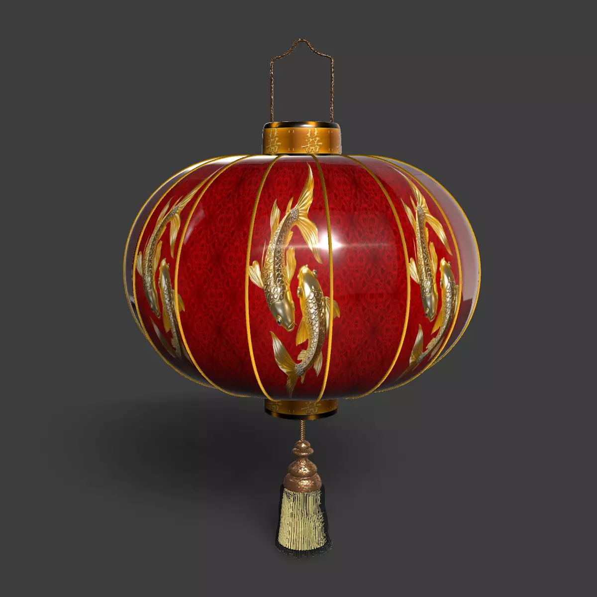 Chinese Red Lantern Low-poly 3D model_12