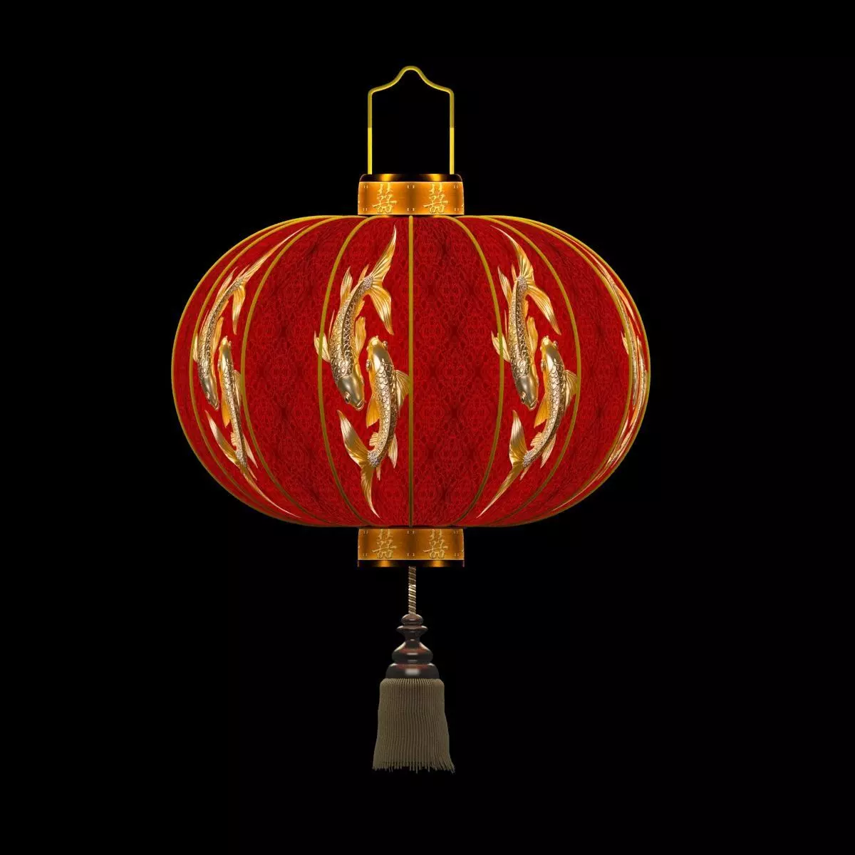 Chinese Red Lantern Low-poly 3D model_11