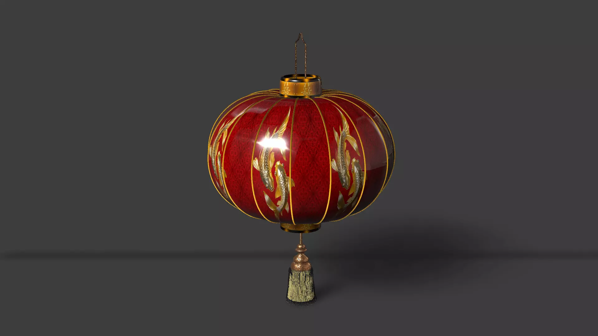 Chinese Red Lantern Low-poly 3D model_10