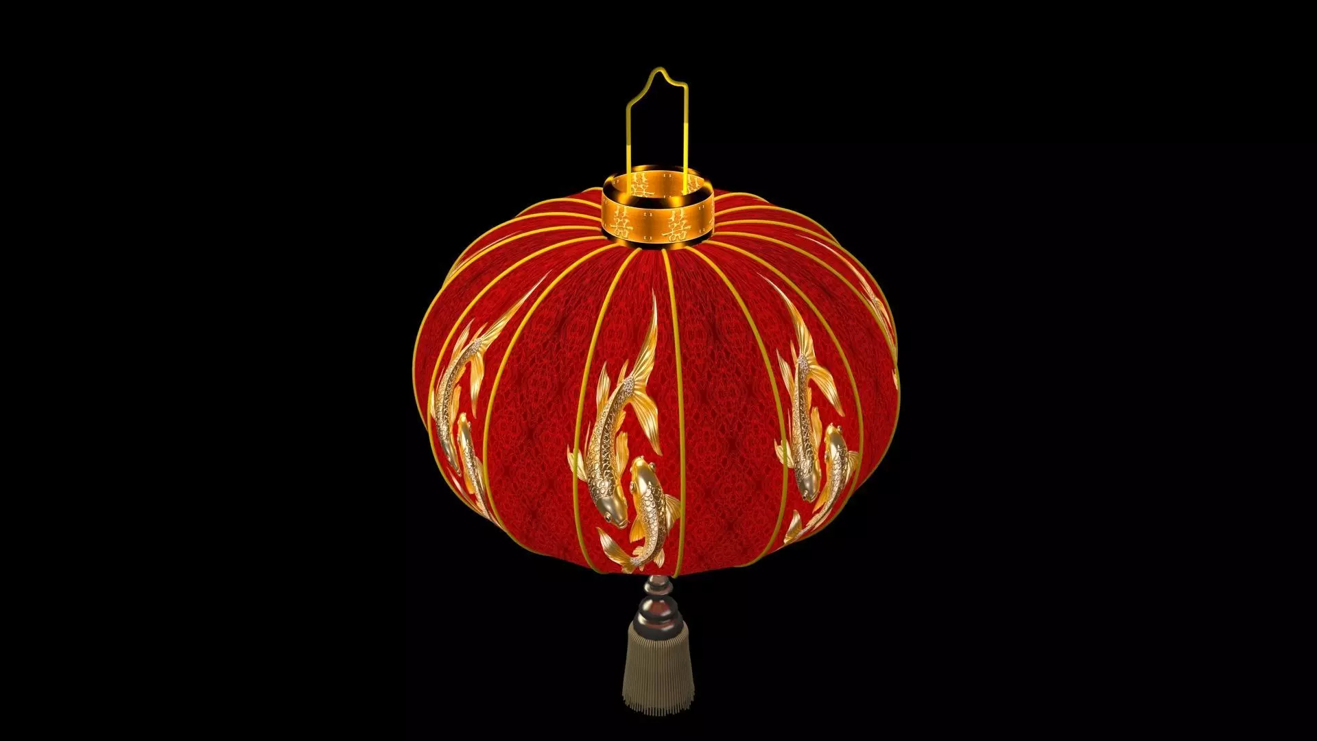 Chinese Red Lantern Low-poly 3D model_3