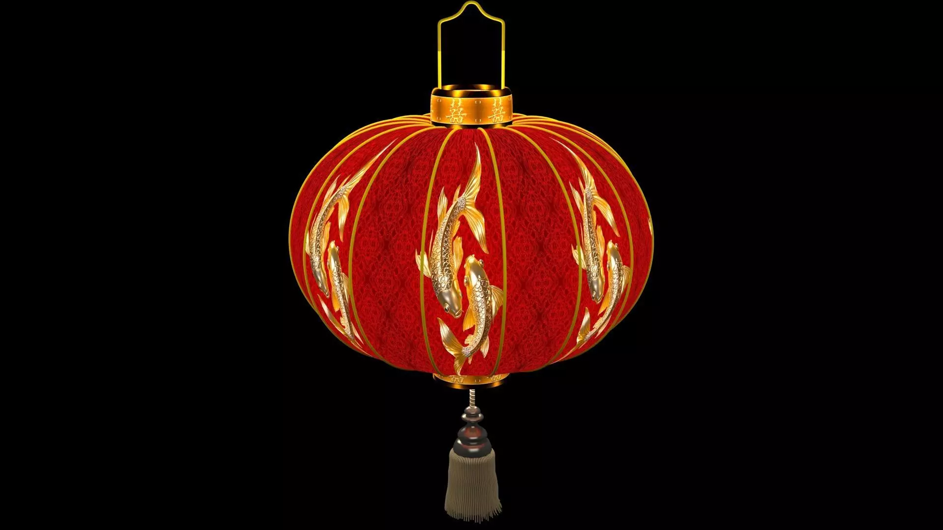 Chinese Red Lantern Low-poly 3D model_0