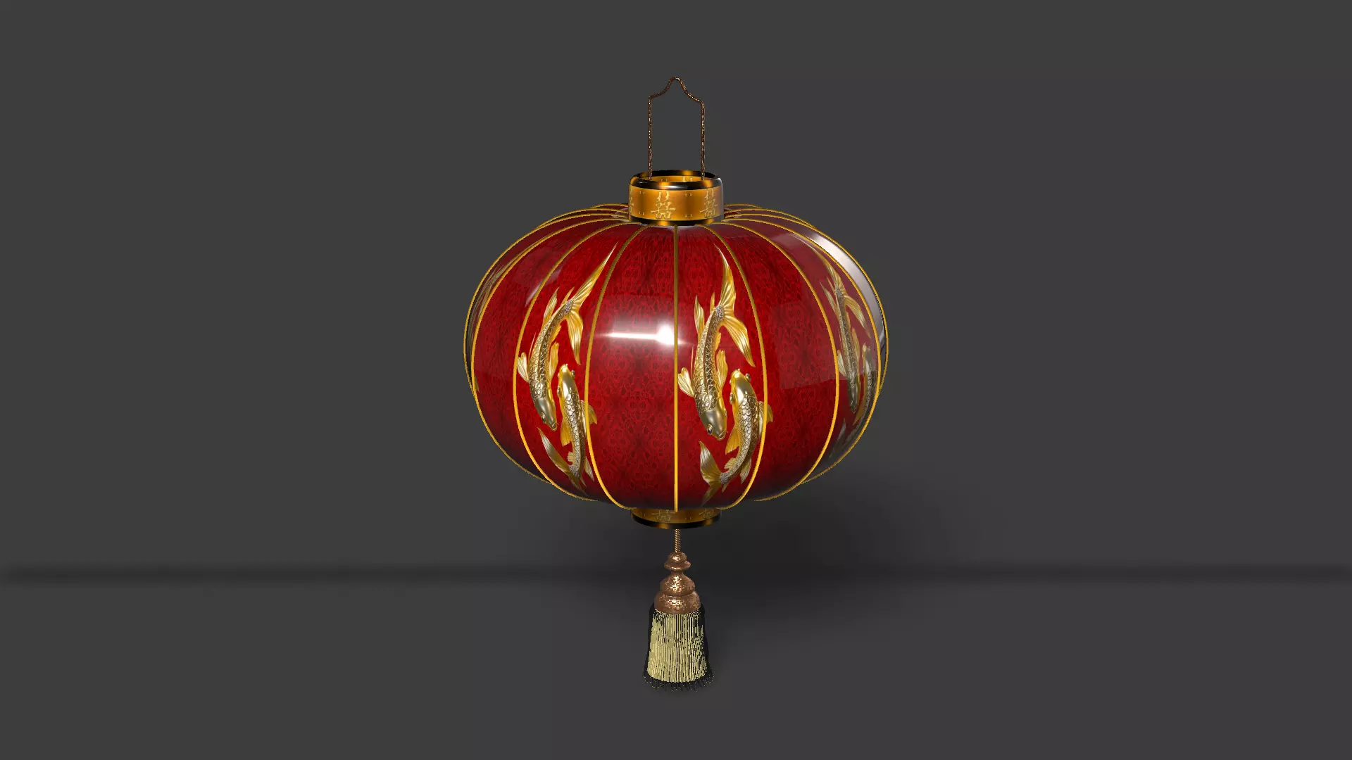 Chinese Red Lantern Low-poly 3D model_2