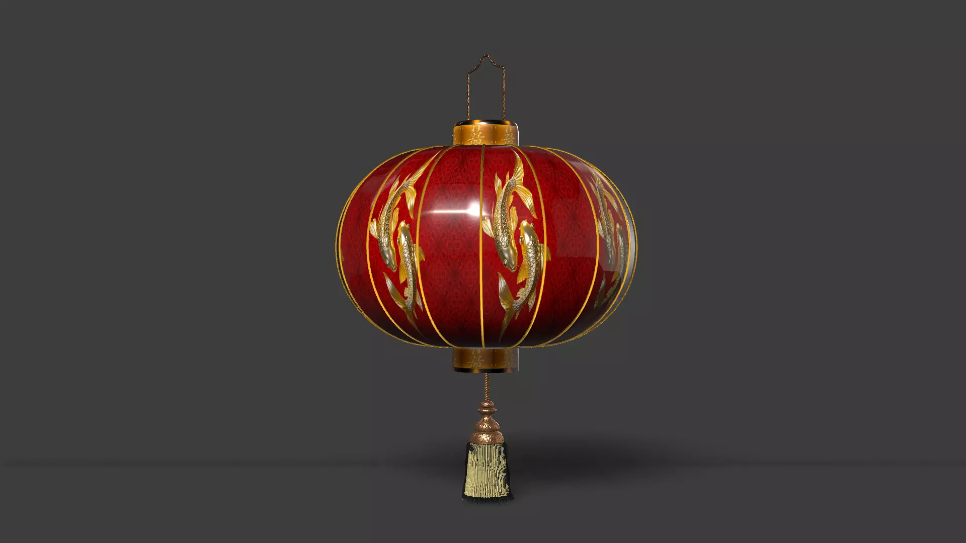 Chinese Red Lantern Low-poly 3D model_8