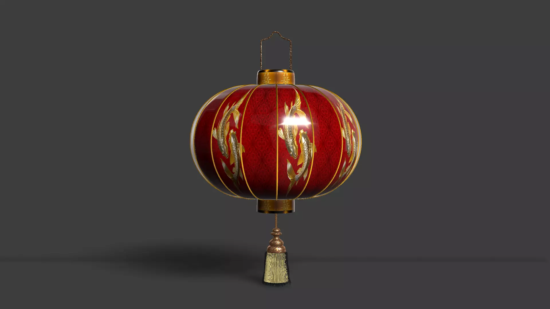 Chinese Red Lantern Low-poly 3D model_4