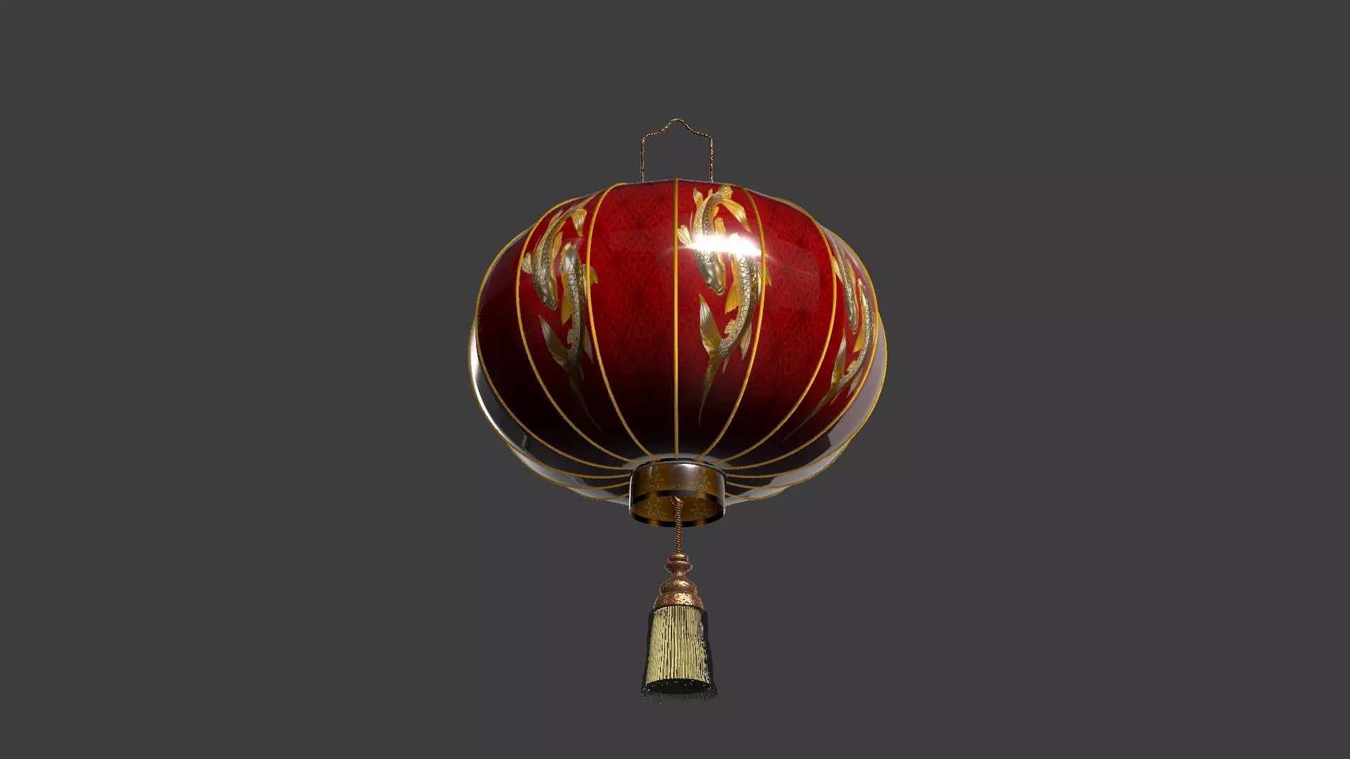 Chinese Red Lantern Low-poly 3D model_6