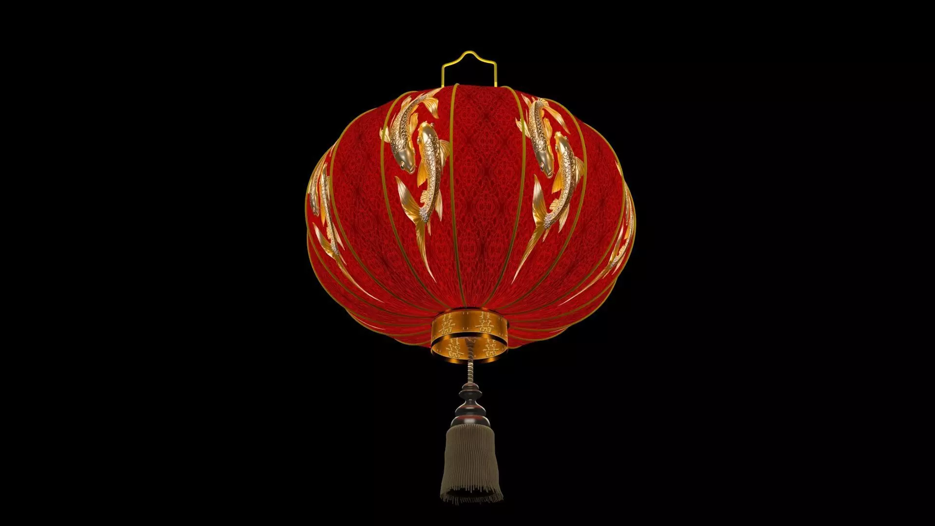 Chinese Red Lantern Low-poly 3D model_5