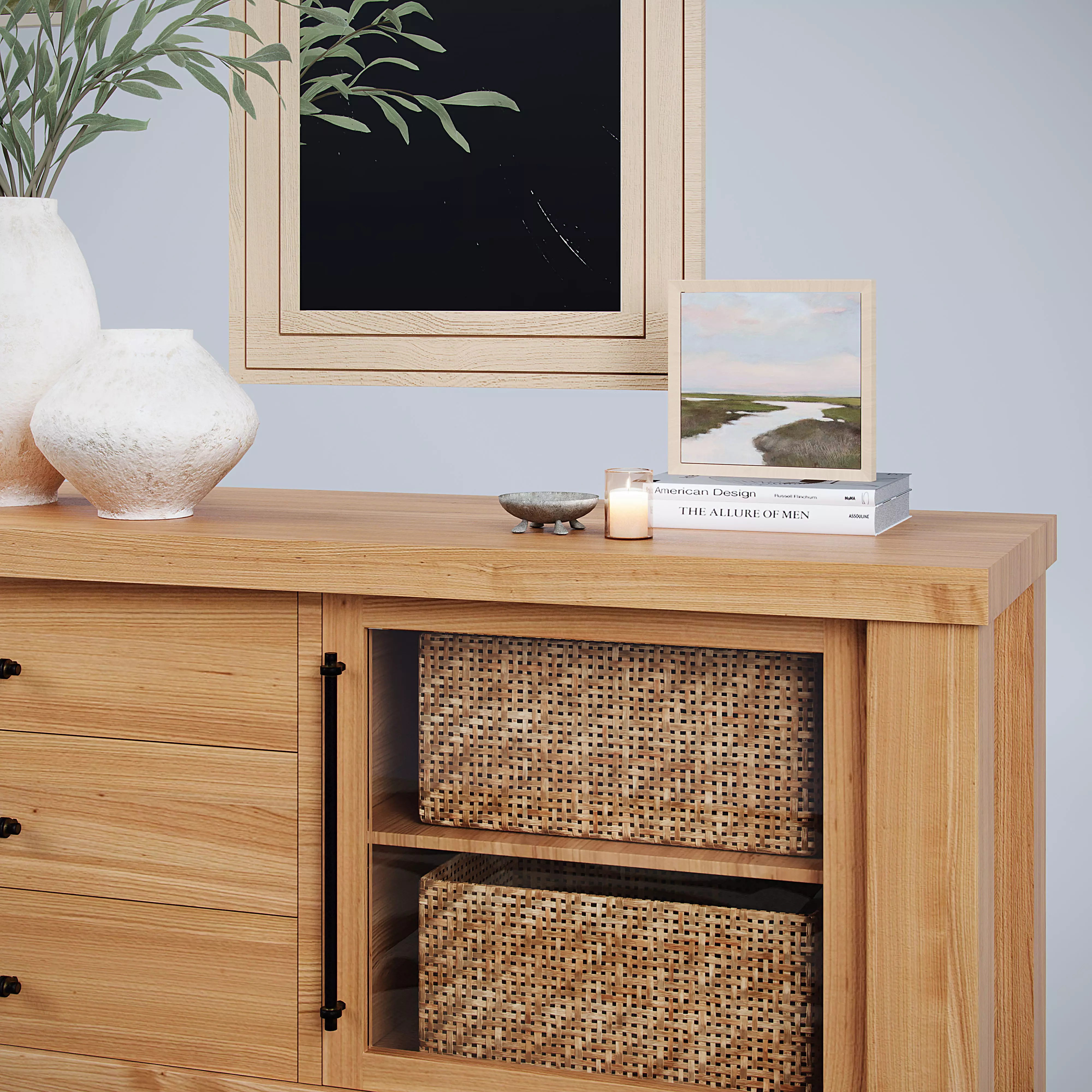 Oakleigh Media Console 80 Livingroom Table Create and Barrell C Low-poly 3D model_4