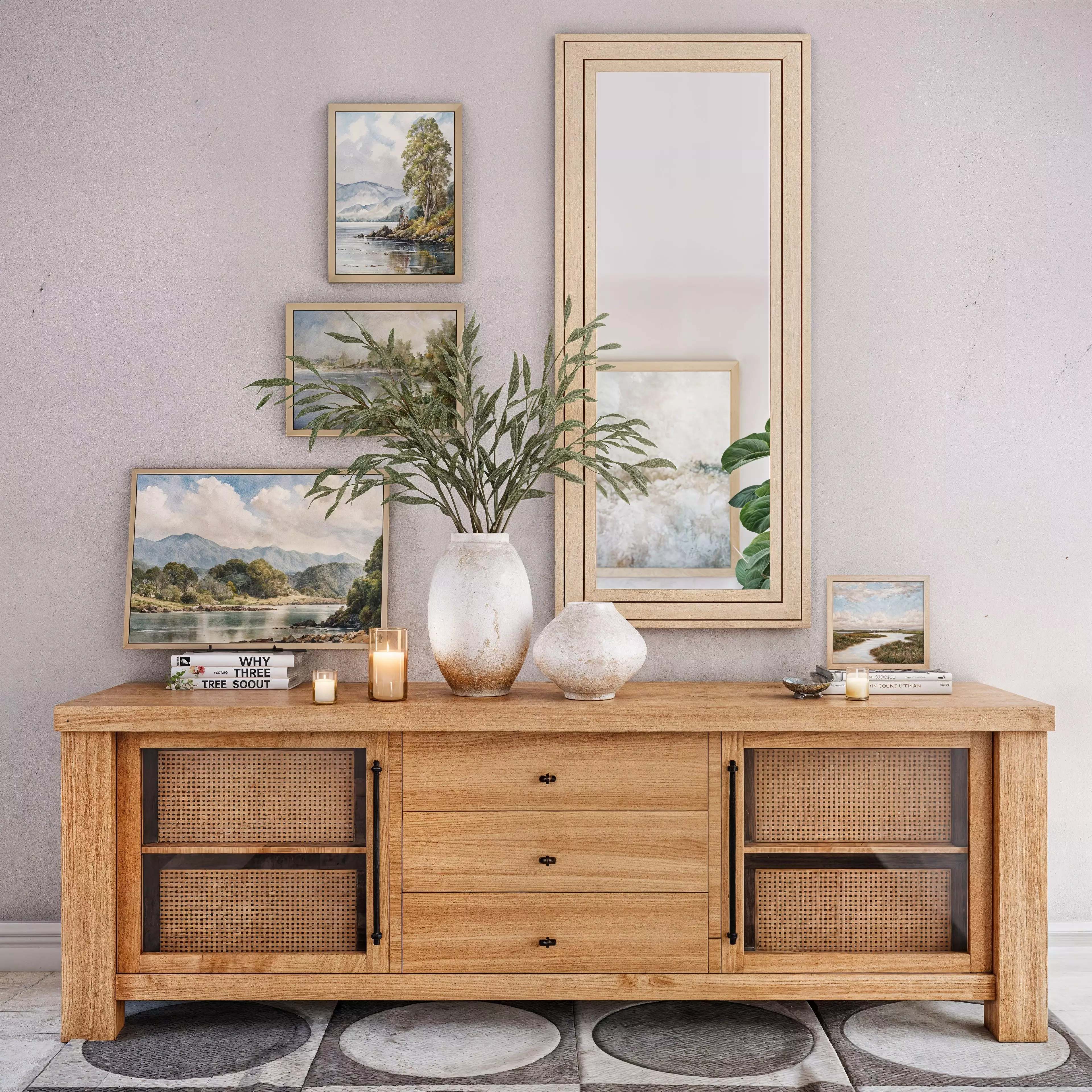 Oakleigh Media Console 80 Livingroom Table Create and Barrell C Low-poly 3D model_0