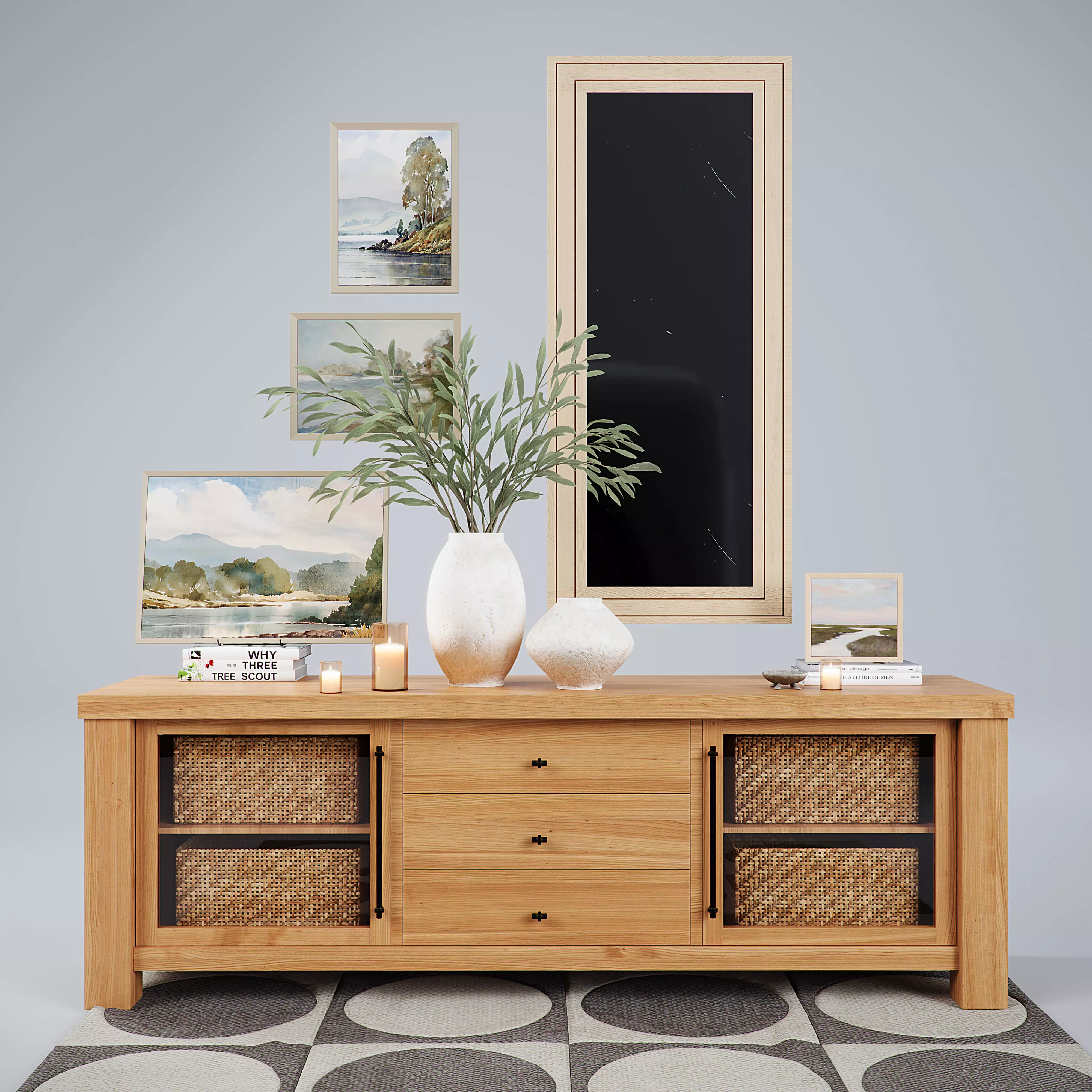 Oakleigh Media Console 80 Livingroom Table Create and Barrell C Low-poly 3D model_2