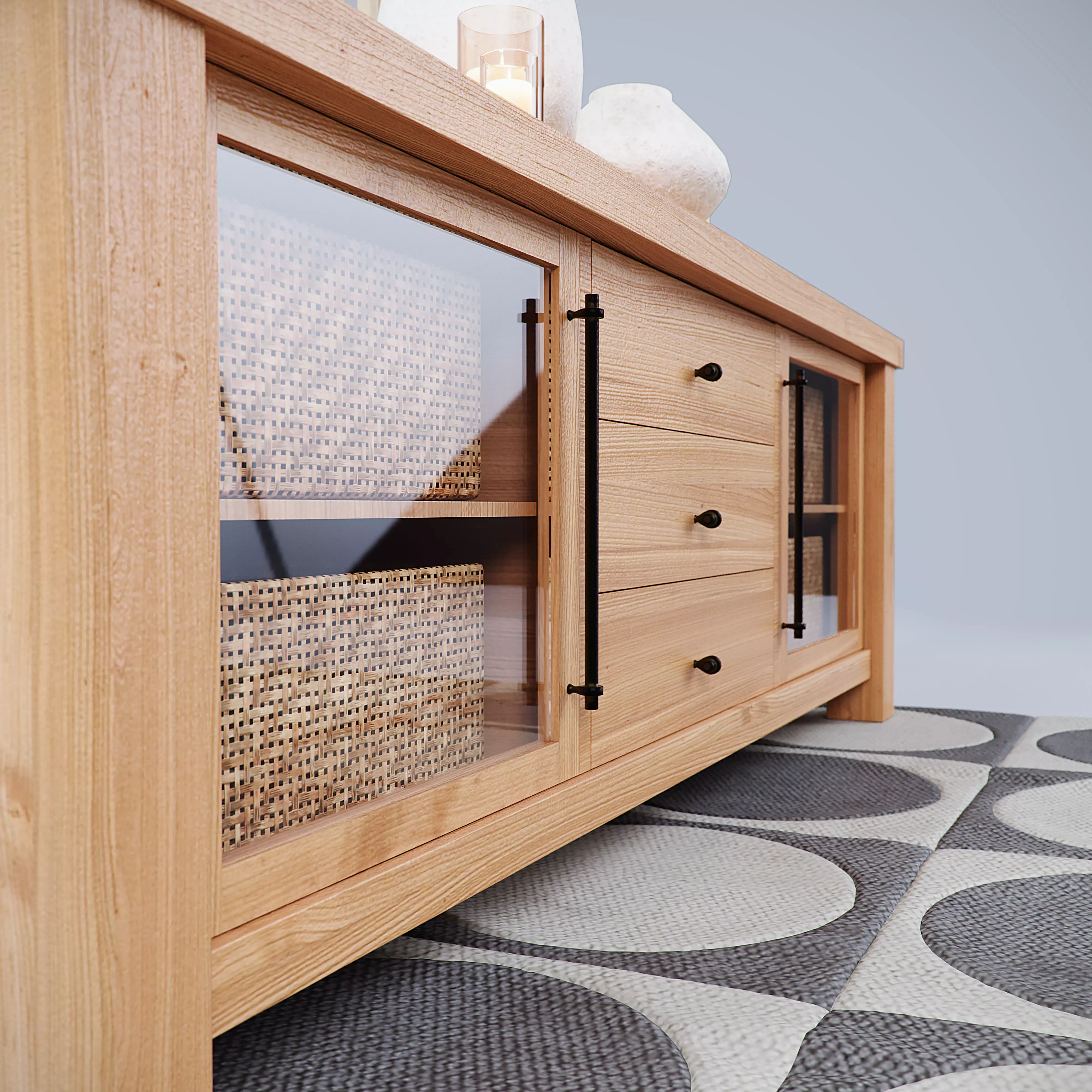 Oakleigh Media Console 80 Livingroom Table Create and Barrell C Low-poly 3D model_5