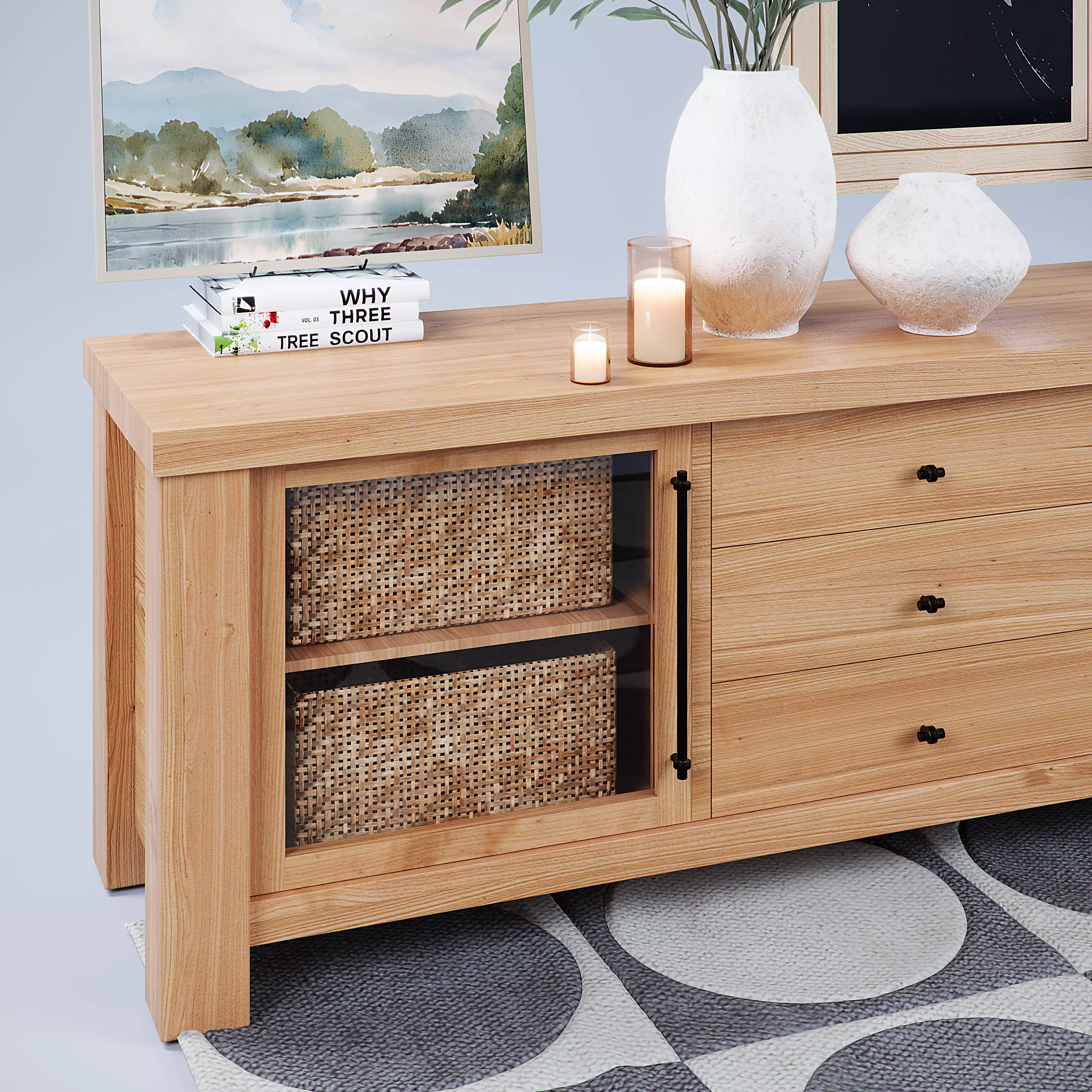 Oakleigh Media Console 80 Livingroom Table Create and Barrell C Low-poly 3D model_3