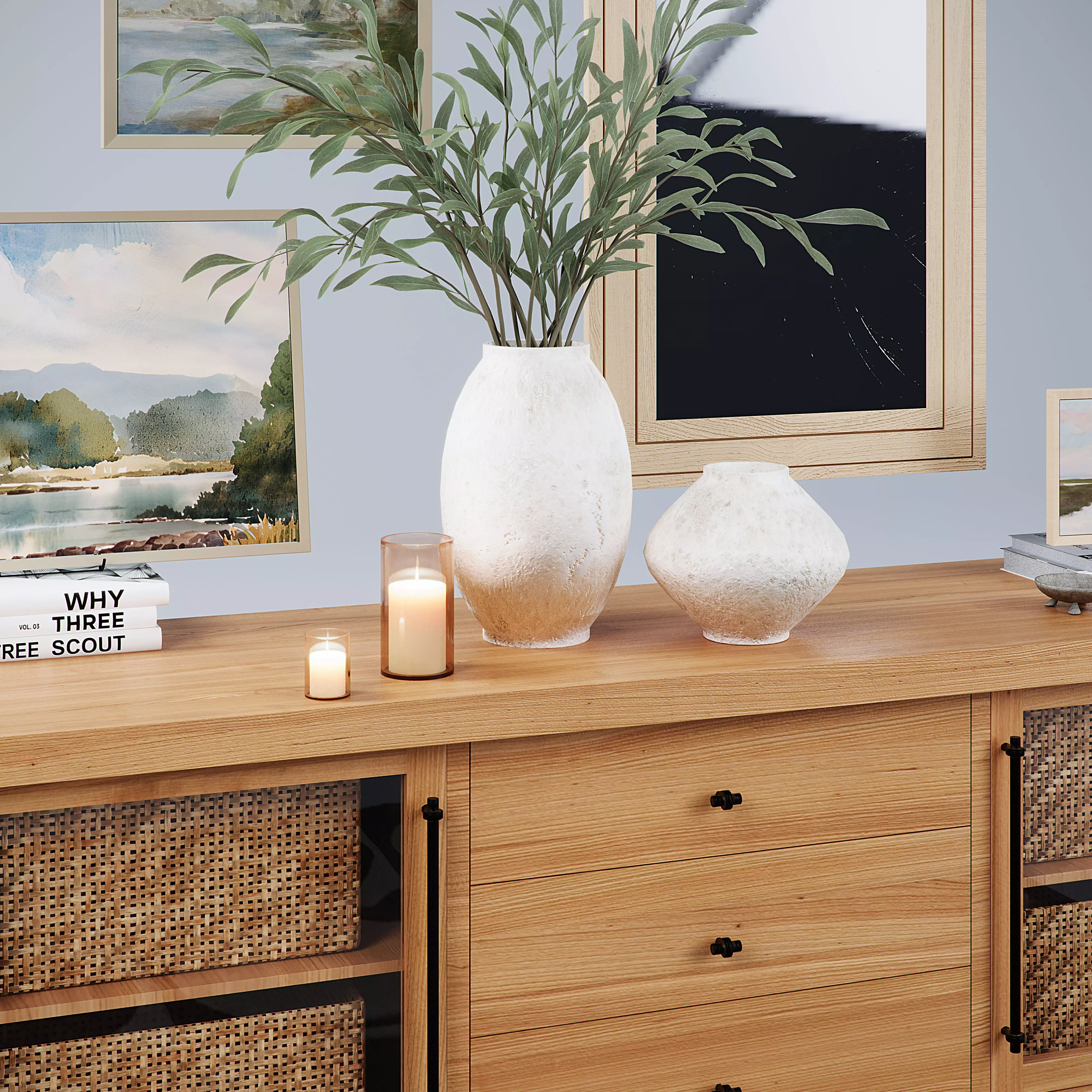 Oakleigh Media Console 80 Livingroom Table Create and Barrell C Low-poly 3D model_6