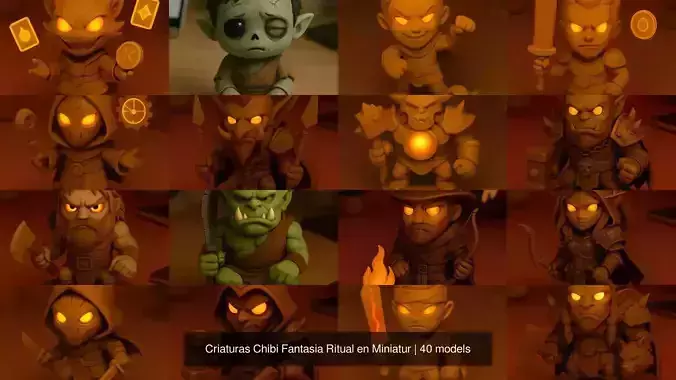 Criaturas Chibi Fantasia Ritual en Miniatur 3D Model Collection