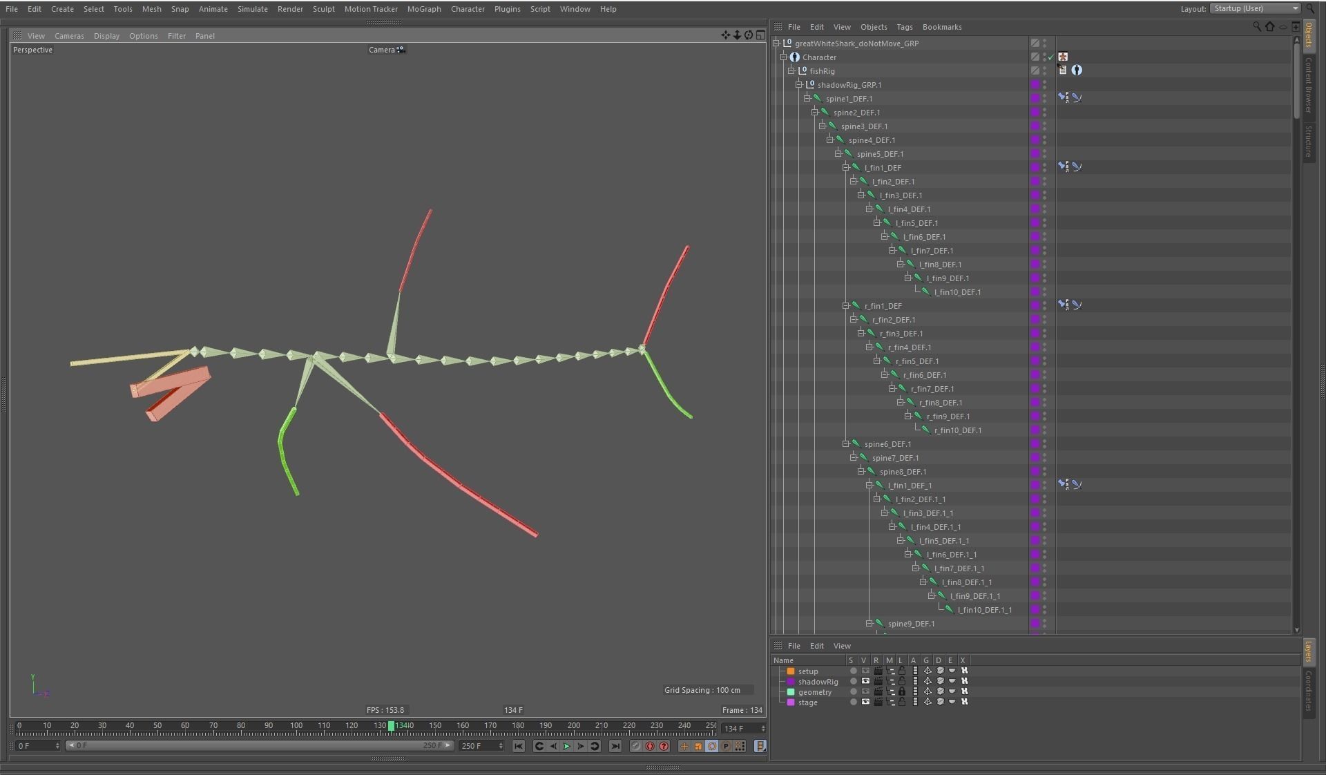 Great white shark rigged and animated for Cinema 4d  Low-poly 3D model_11