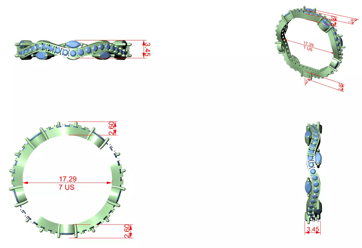 Solitaire Band Ring 3dm stl renders animation videos details 3D print model_1