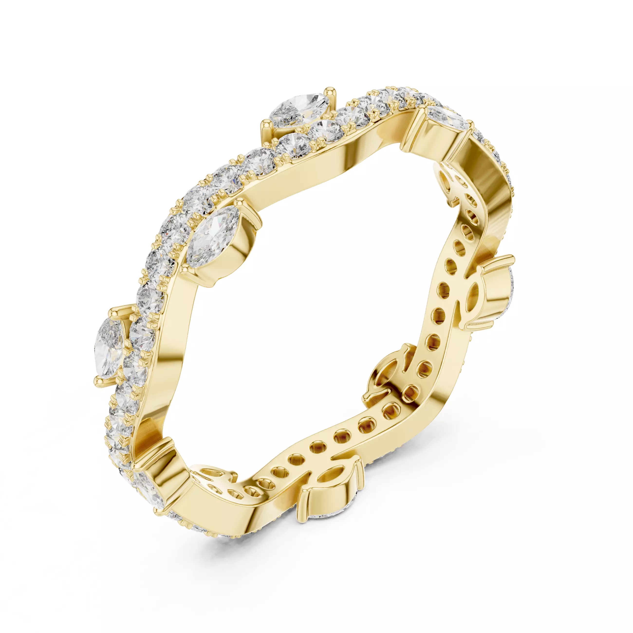 Solitaire Band Ring 3dm stl renders animation videos details 3D print model_11